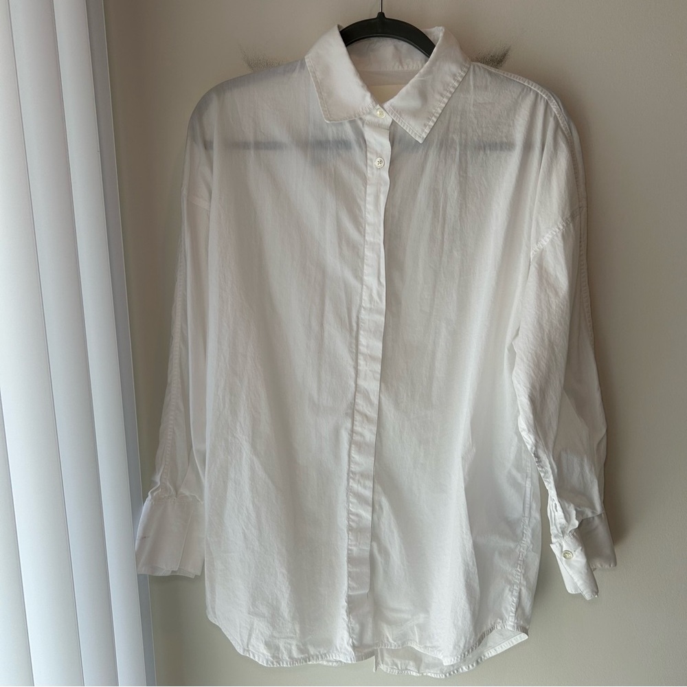 CLOSED Long Sleeve Button Down Shirt Overlapping Back White Size Small